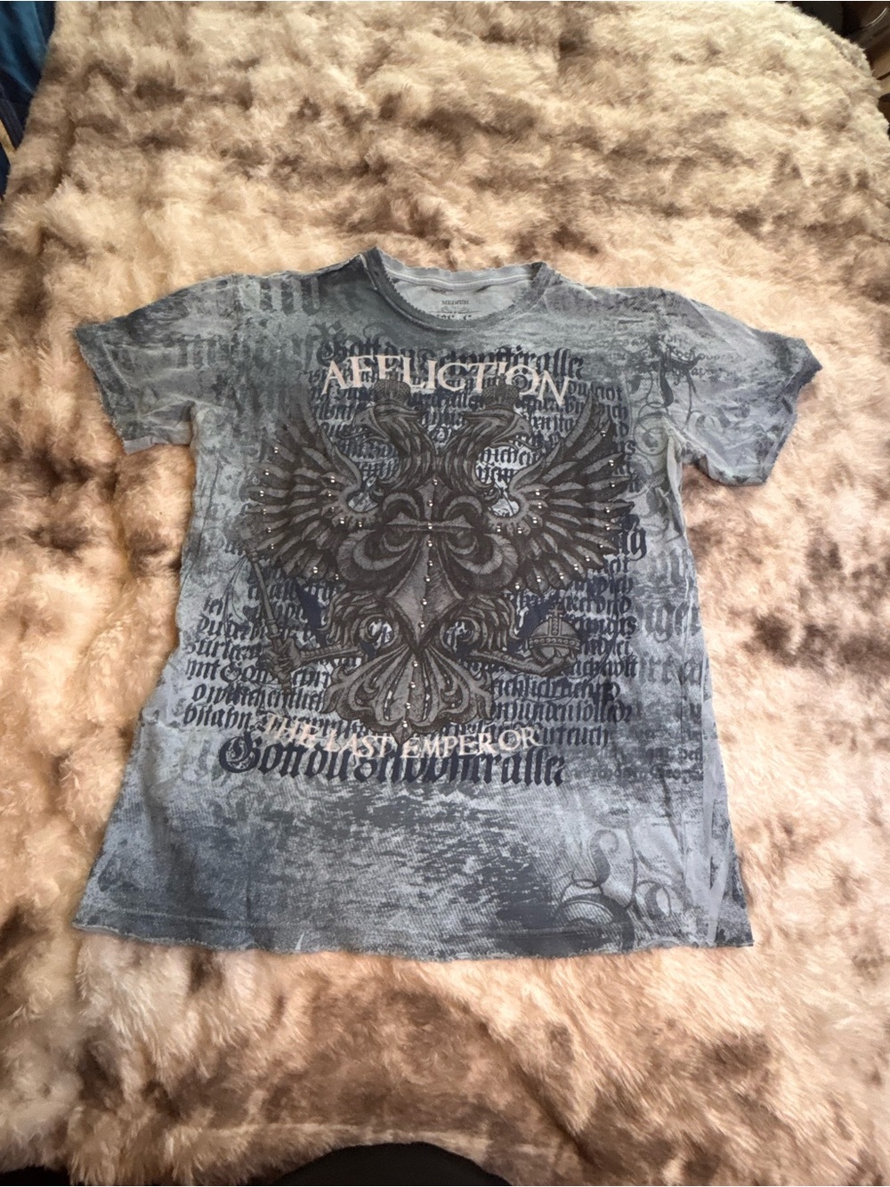 Rare Vintage Y2K Affliction Signature Series Fedor Emelianenko blue cotton tee
